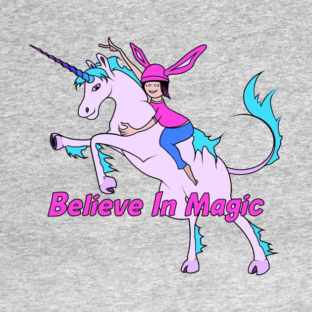 Girl Riding Unicorn, Believe In Magic by Helphi